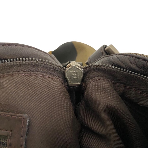 Vintage Fendi Pequin Stripe Shoulder Bag w/ COA - Brown and Black Authentic Y2K - Picture 15 of 16